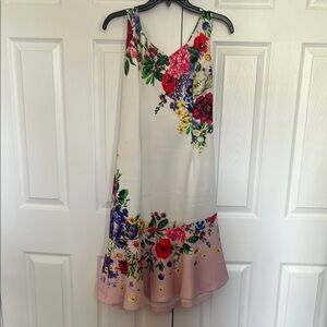 VENUS Red and Pink Asymmetrical Ruffled Sundress